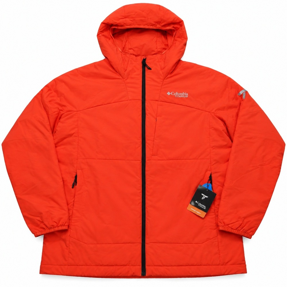 Columbia Titanium Silver Leaf Lite Mens XL Orange Hooded Insulated Jacket WO0604